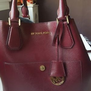 MIchael Kors burgundy Saffiano Leather Large